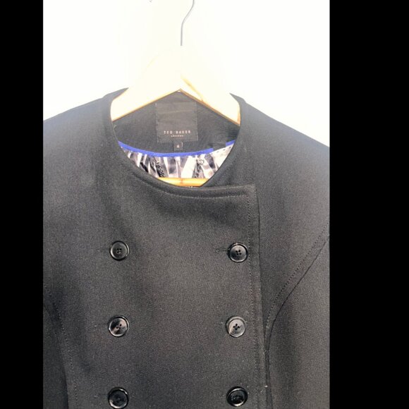 Ted Baker Black Double-Breasted Trench Coat – Size 4 - Picture 5 of 5